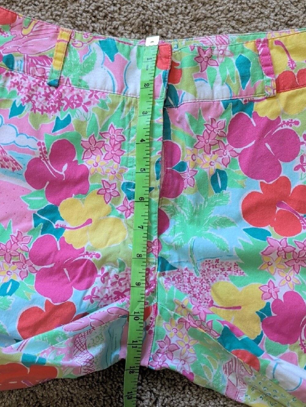 Lilly Pulitzer Bright Pink Green Yellow Floral Crop Pants - Picture 10 of 12